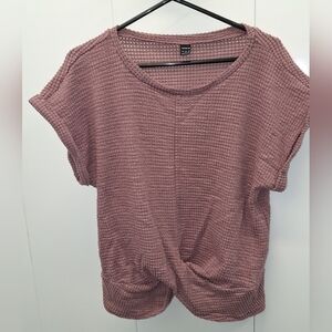 Pink Textured Short Sleeve Top Large